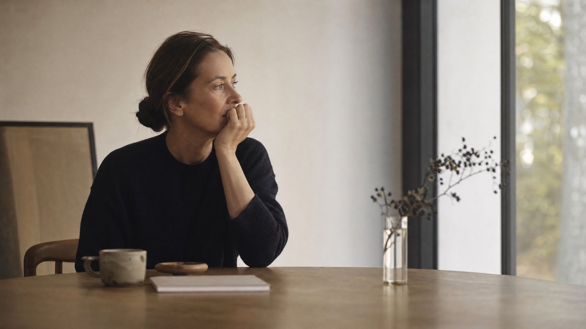 At her writing desk